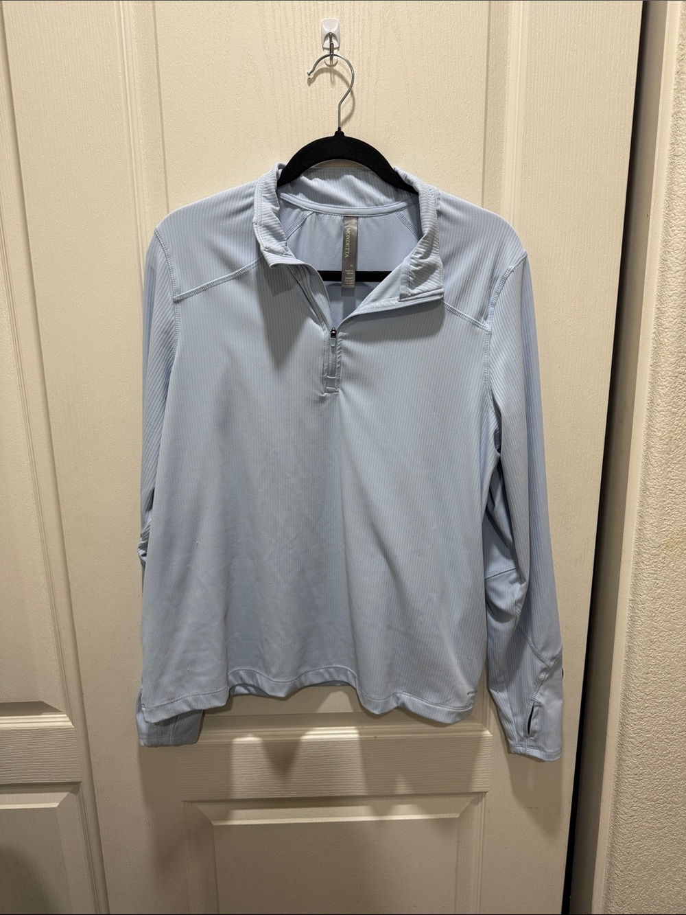Mondetta Women’s Light Blue Ribbed 1/4 Zip Athletic Pullover Size XL